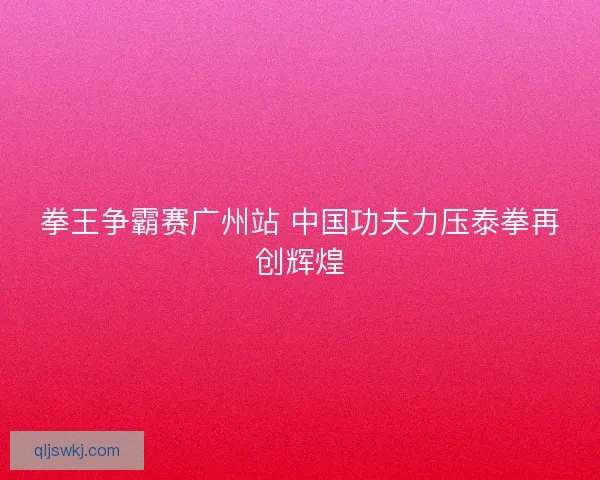 拳王争霸赛广州站 中国功夫力压泰拳再创辉煌