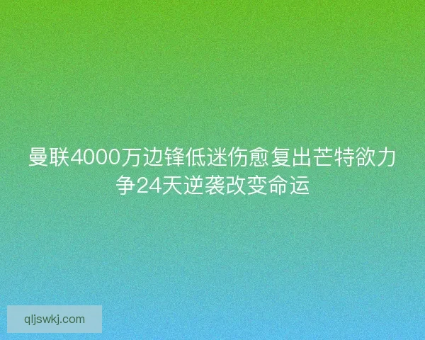 曼联4000万边锋低迷伤愈复出芒特欲力争24天逆袭改变命运 曼联4000万边锋低迷伤愈复出芒特欲力争24天逆袭改变命运